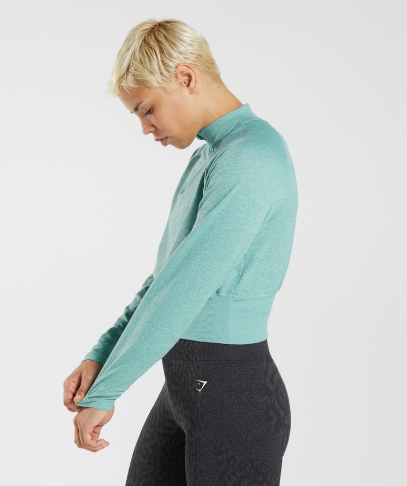 Women's Gymshark 315 Long Sleeve Warmup Top Sweatshirts Turquoise | CA D7086N